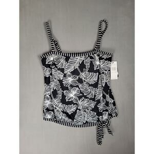 Escape Island Palm Beach Printed Tankini Top- Black/White- Size 8